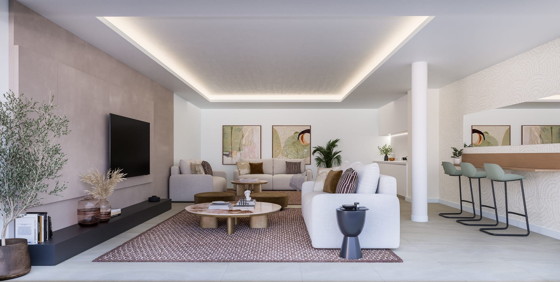 The residents’ social club, with a shared lounge and kitchen. Eagle Hills Estepona, Estepona Golf, Estepona.